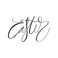 Happy Easter lettering for greeting card. Isolated on white background. Happy easter lettering modern calligraphy style.