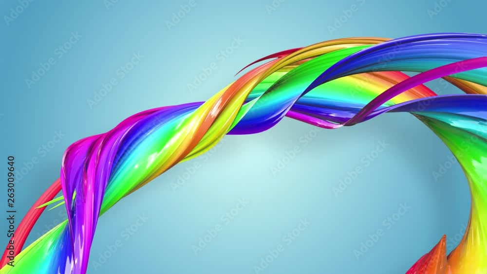Poster abstract seamless background with multicolored ribbons. rainbow stripes are moving in a circle and t