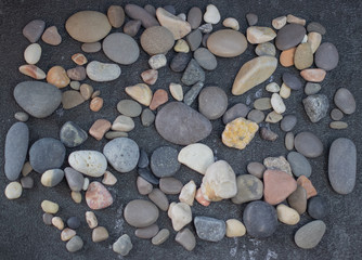 Sea shells and stones as background