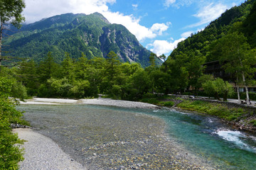 中部山岳国立公園。上高地の清流、梓川。松本　長野　岩手、。８月下旬。
