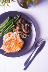 Pollo a la Plancha con Judias y Champi&ntilde;ones