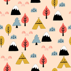 Scandinavian woodland seamless pattern. - 263010494