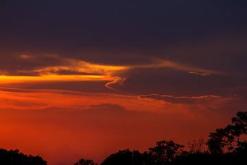 sunset with dramatic clouds.