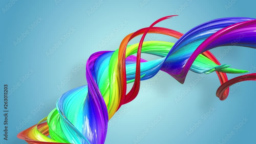 Poster abstract seamless background with multicolored ribbons. rainbow stripes are moving in a circle and t