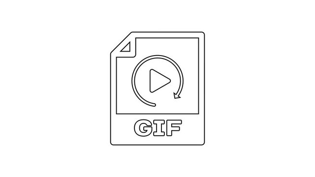 Black GIF file document icon. Download gif button line icon on white background. GIF file symbol. 4K Video motion graphic animation