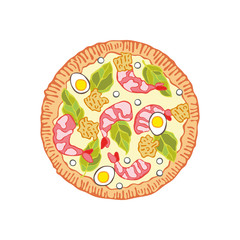 Pizza. Food cartoon. Isolated vector object on white background.