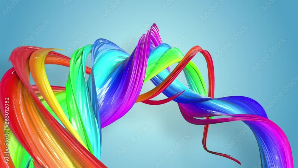 Poster abstract seamless background with multicolored ribbons. rainbow stripes are moving in a circle and t