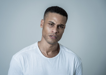 Human expressions and emotions. Young attractive man with an angry face, looking furious and crazy