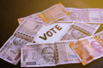 Concept of showing a cash for vote