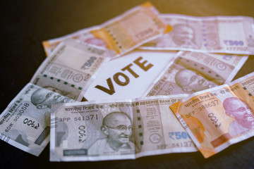 Concept of showing a cash for vote