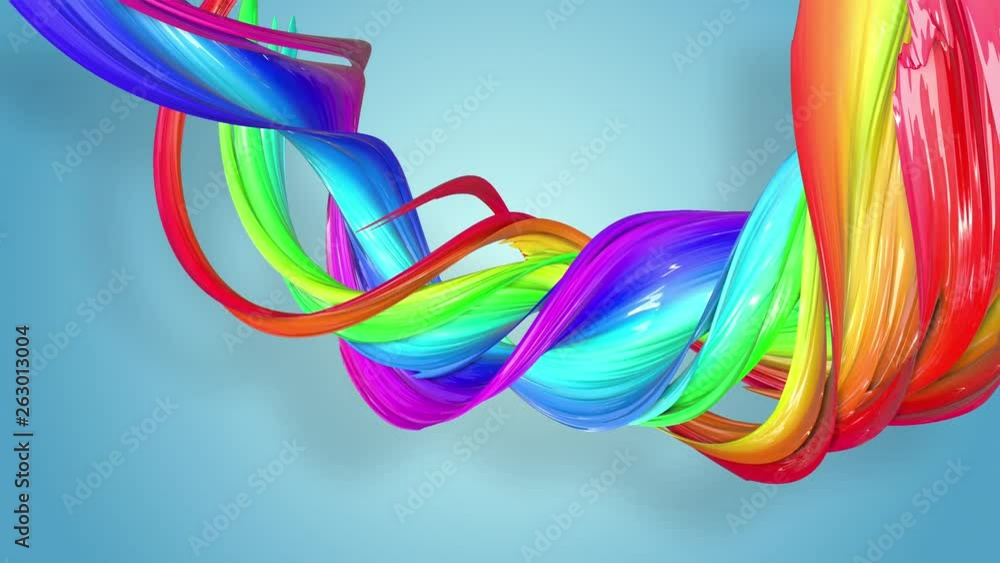 Poster abstract seamless background with multicolored ribbons. rainbow stripes are moving in a circle and t
