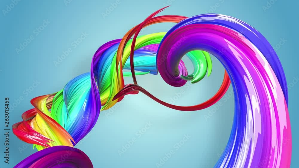 Poster abstract seamless background with multicolored ribbons. rainbow stripes are moving in a circle and t