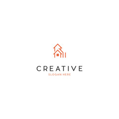 Vector symbol design for real estate company. Buildings abstract logo design template. City skyline logo layout. Home icon idea. House silhouette. Construction sign.