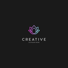 Yoga, Zen and Meditation logos, linear icons and elements, Lotus Flower Logo Template