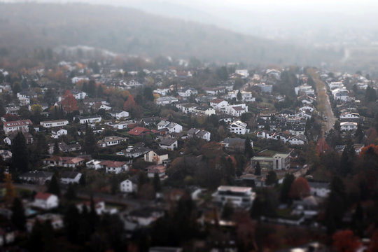 foto paisaje casas efecto miniatura
