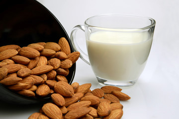 Almond Seeds with a cup of Milk, a healthy diet