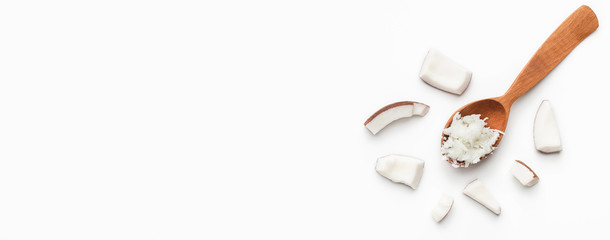 Fresh coconut on white