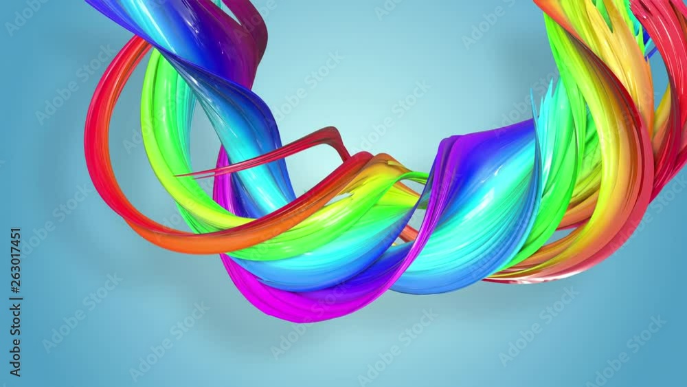 Poster abstract seamless background with multicolored ribbons. rainbow stripes are moving in a circle and t