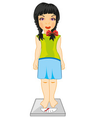 Girl teenager measures its weight on weight