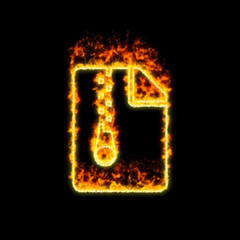 The symbol file archive burns in red fire