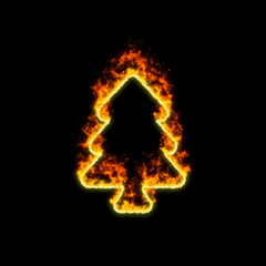 The symbol tree burns in red fire
