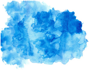blue watercolor stains with gradient.Watercolor cloud