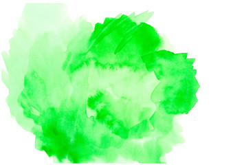 green watercolor abstract colorful touches on white background.Creative background for design and texts