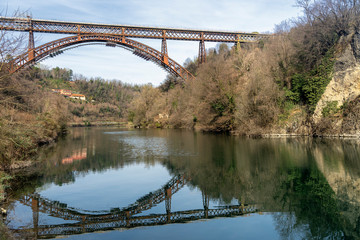 The historic bridge of Paderno, Italy