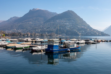 Fototapeta na wymiar Lugano lake Switzerland