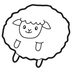 Cartoon doodle illustration of cute sheep, lamb for coloring book, t-shirt print design, greeting card