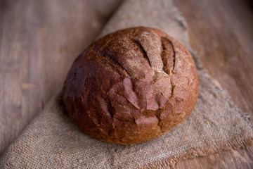 black bread on wooden background