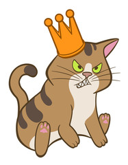 Cartoon cute angry cat