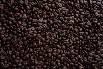 Coffee beans on black background