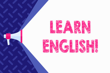 Word writing text Learn English. Business photo showcasing gain acquire knowledge in new language by study Megaphone Extending the Capacity of Volume Range thru Blank Space Wide Beam © Zofia