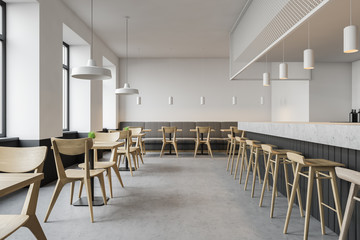 White bar interior with sofa