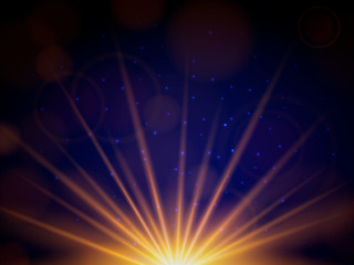 Fototapeta premium Ray of light at sunset. Vector illustration for poster.