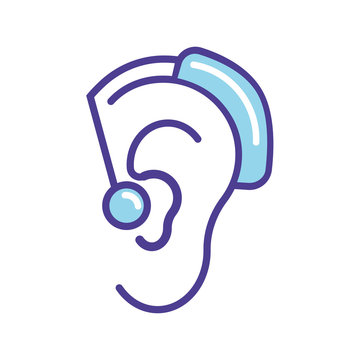 recommend clip art: Blue hearing aid  icon vector illustration  isolated on white background