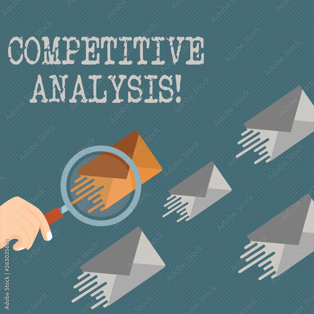 Poster writing note showing competitive analysis. business concept for strategic technique used to evaluate