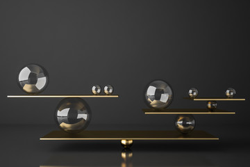 Gold balanced seesaw with spheres