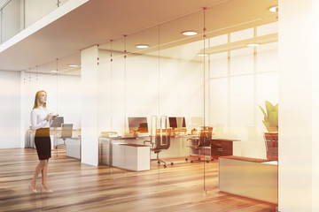 Businesswoman in office lobby