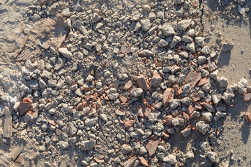 Texture di sassi e macerie nel cantiere