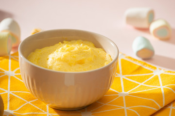 Homemade vegetable baby food. Potato puree for baby