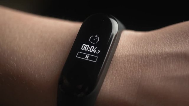 Sports bracelet stopwatch close-up