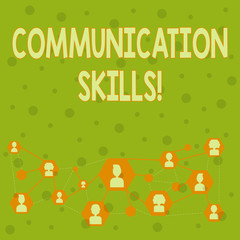 Word writing text Communication Skills. Business photo showcasing ability to convey information to another effectively Online Chat Head Icons with Avatar and Connecting Lines for Networking Idea