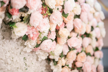 Obraz na płótnie Canvas Pink wedding flower background and wedding decoration