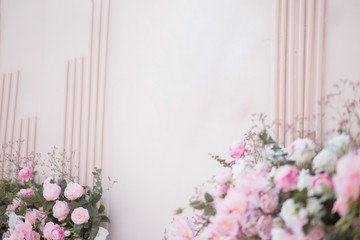 Pink wedding flower background and wedding decoration