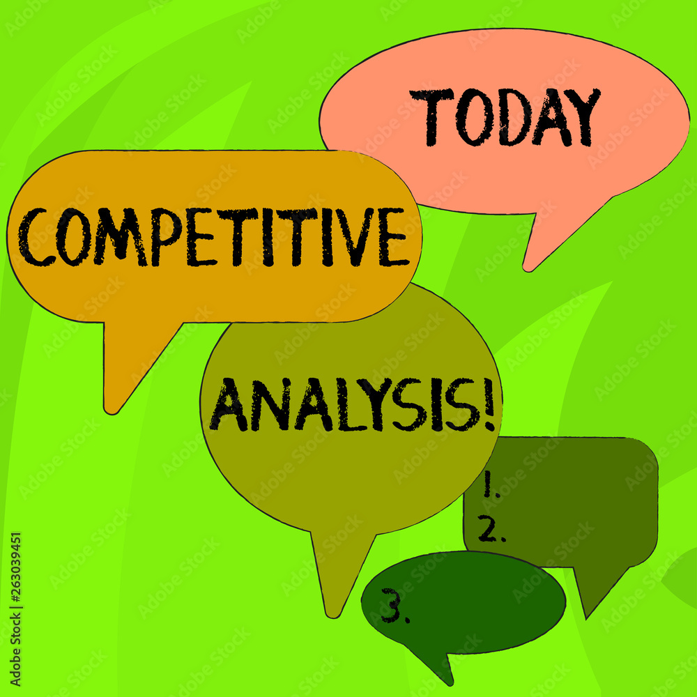 Aufkleber conceptual hand writing showing competitive analysis. concept meaning strategic technique used to ev