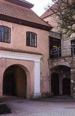 Fototapeta na wymiar Renovated old manor Shlokenbek in Latvia.7 April 2019.