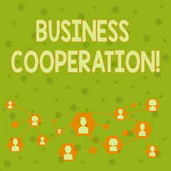 Obraz na płótnie Canvas Word writing text Business Cooperation. Business photo showcasing businesses to work together for mutual benefit Online Chat Head Icons with Avatar and Connecting Lines for Networking Idea