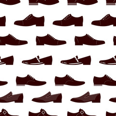 Elegance footwear seamless pattern. Male boots seamless texture. Pattern footwear repeat, shape of shoes illustration